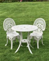 Cast Aluminium "Hamptons" White Two Seater Garden Table & Chair Set Cast Aluminium "Hamptons" White Two Seater Garden Table & Chair Set