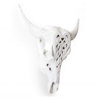 Side View of the White Scrolled Heart Bison Wall Bust Side View of the White Scrolled Heart Bison Wall Bust