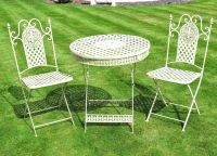 "Four Acres" White Lattice Style Table & Chair Set "Four Acres" White Lattice Style Table & Chair Set
