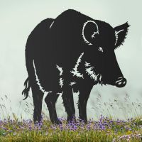 Black Sheet Steel Silhouette with Wild Boar Design Black Sheet Steel Silhouette with Wild Boar Design