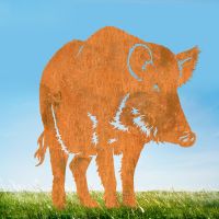 Rustic Sheet Steel Silhouette with Wild Boar Design