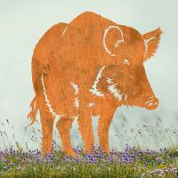 Wild Boar Sheet Steel Silhouette in Rustic Finish in Situ