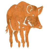 Wild Boar Sheet Steel Silhouette in Rustic Finish with Spikes