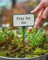 Witty Cast Iron Plant Pot Spike “Pray for Me” to scale