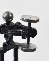 Close up of intricate detail on scrap metal art sculpture