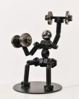 Weightlifting Recycled Metal Sculpture