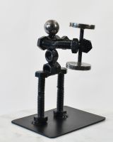 Recycled Metal Weight Lifting Sculpture