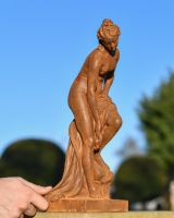 Rustic Cast Iron Woman on Rock Sculpture Rustic Cast Iron Woman on Rock Sculpture