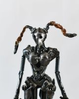 Close up of Bespoke Woman Warrior Artist Sculpture head