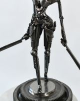 Close up of Bespoke Woman Warrior Artist Sculpture legs