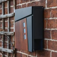 View of the Side of the Anthracite Grey Modern Wall Mounted Post Box