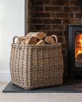 Woven Rattan Tapered Log Basket Digital Illustration