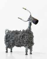 Recycled Metal Wooly Ram Sculpture