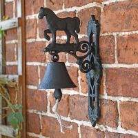 Horse Design Black Cast Iron Garden Bell