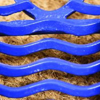 Close up of bright blue finish