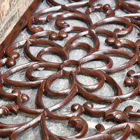 Rustic Cast Iron Door Mat Floral Details