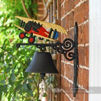 Cast Iron Hand Painted Garden Bell - Plane