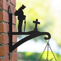 WW2 "Lest We Forget" Soldier Hanging Basket Bracket in Situ