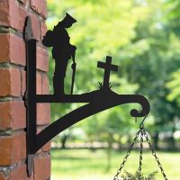 Steel Hanging Basket Bracket with WW2 "Lest We Forget" Soldier Motif