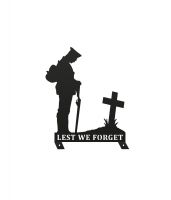 Black Memorial Fence Topper with WW2 Soldier "Lest We Forget" Topper with Mounting Plates Black Memorial Fence Topper with WW2 Soldier "Lest We Forget" Topper with Mounting Plates