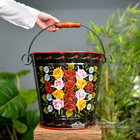 Hand Painted Black Log Bucket to Scale