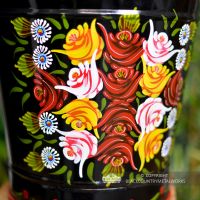 Close-up of the hand Painted Rose Design