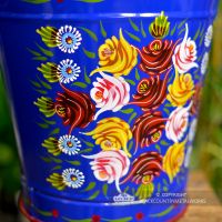 Hand Painted Rose Design on the Bucket