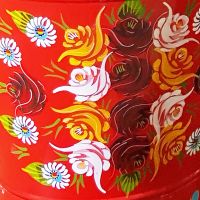 Close-up of the Red Floral Design Close-up of the Red Floral Design