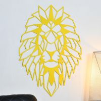 Geometric Lion Steel Wall Art on a White Wall