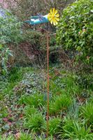 Vintage Airplane Wind Spinner Stakes in Blue and Yellow