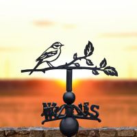 Yellow wagtail weathervane in the sunset