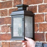 Traditional "York" Aged Copper Wall Lantern to Scale