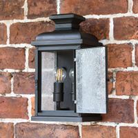Front Opening door on the Traditional "York" Aged Copper Wall Lantern