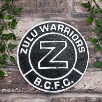 "Zulu Warriors" Birmingham City FC Cast Iron Sign in Use Outdoors