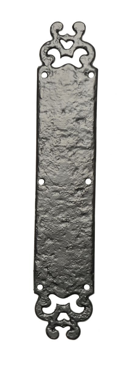 12" Antique Black Iron Period Finger Plate / Door Push Plate