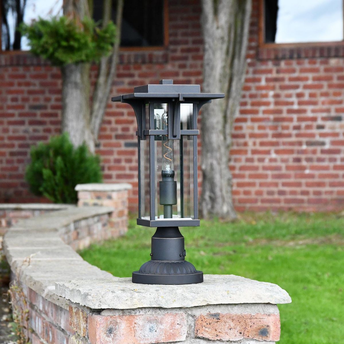 1920’s Inspired Entrance Pillar Light in Situ on a Brick wall