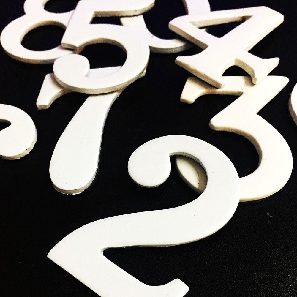 1.5 - 2 Inch Self Adhesive Numbers & Letters White (Solid Brass)