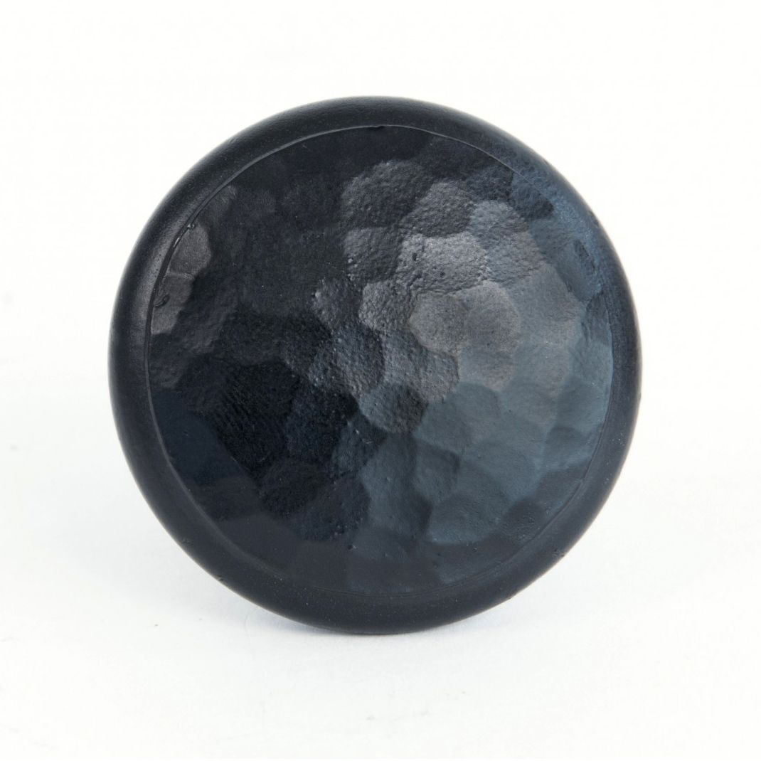 Top of 40mm Diameter Black Hammered Iron Cabinet Knob