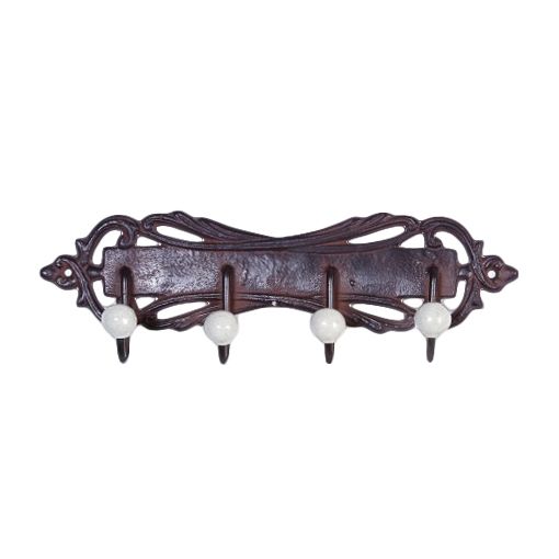 Ornate Hook Rack Finished In A Rustic Brown