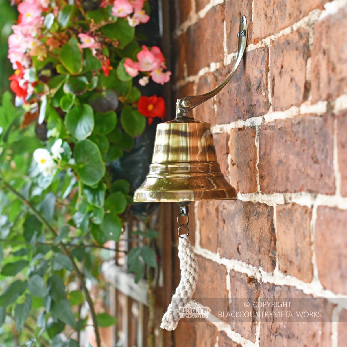 4 Inch Aged Brass Bell with Rope Lanyard