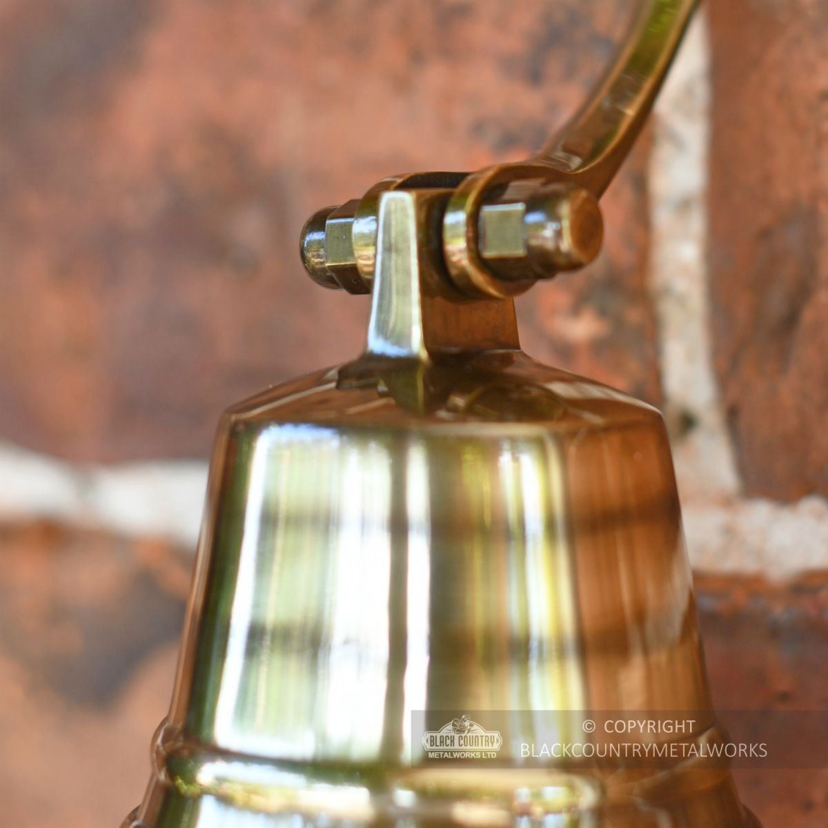 4 Inch Antique Brass Bell with Rope Lanyard Close Up