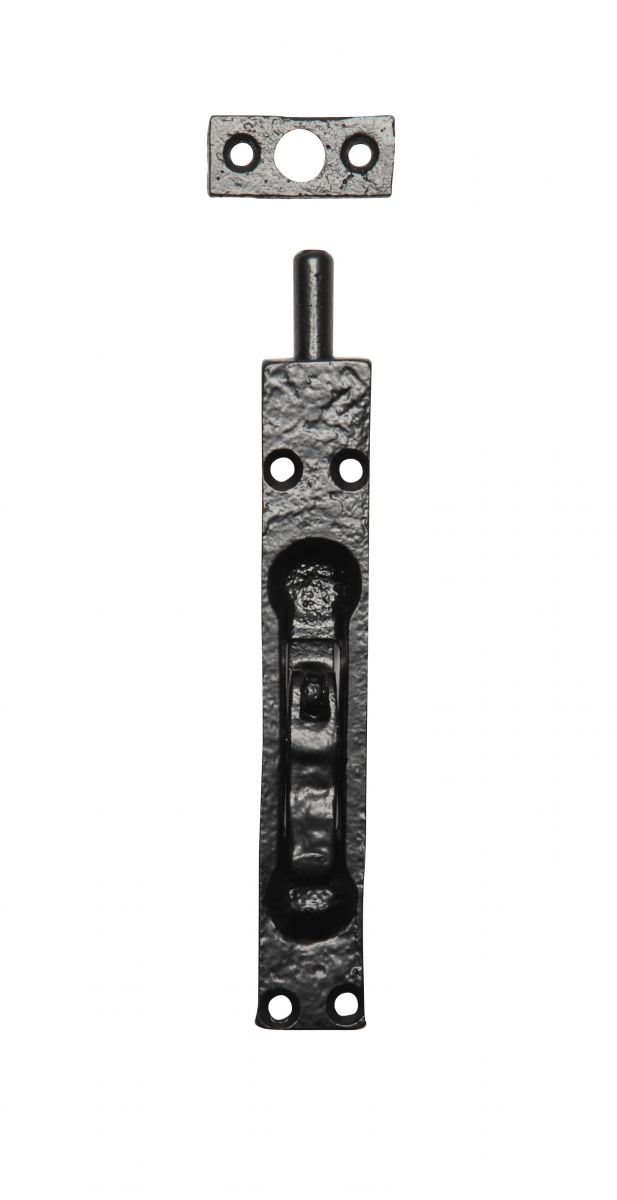 6" Traditional Black Iron Flush Lever Action Door Bolt