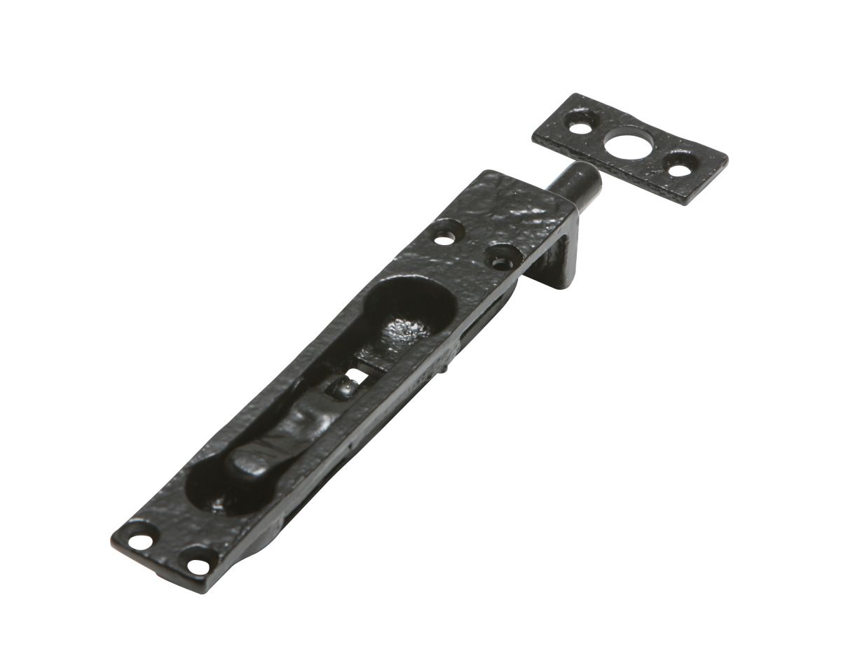 8" Traditional Black Iron Flush Lever Action Door Bolt
