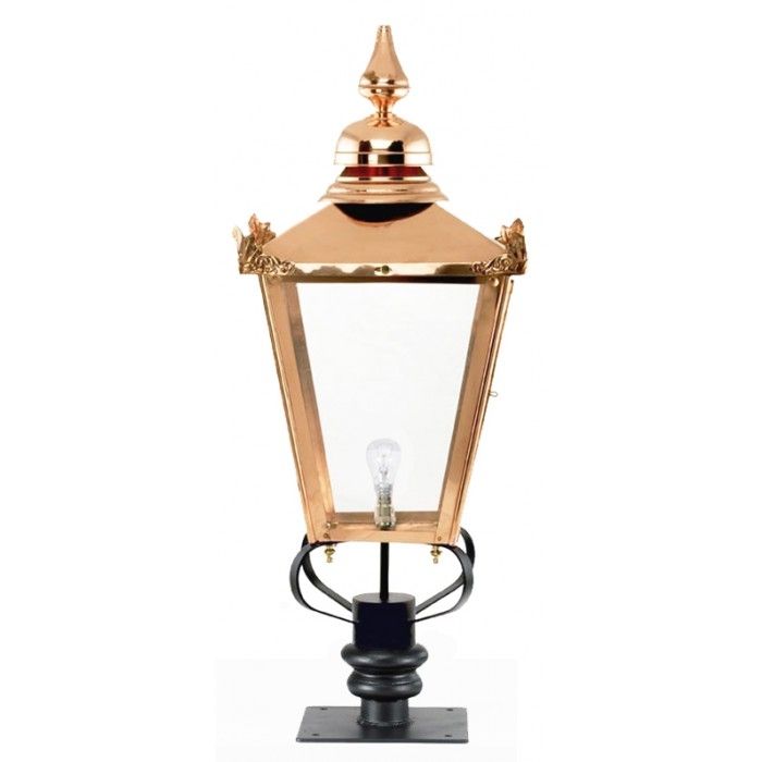  83cm Copper Victorian Pillar Light and Lantern Set 