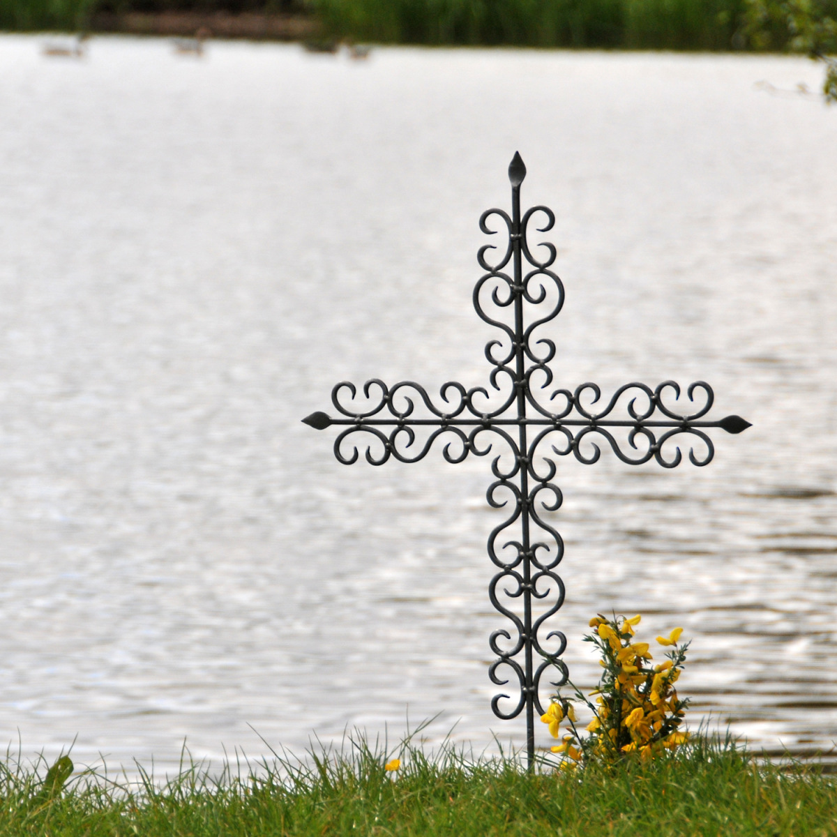 “St Paul” Wrought Iron Ornate Cross Grave Marker