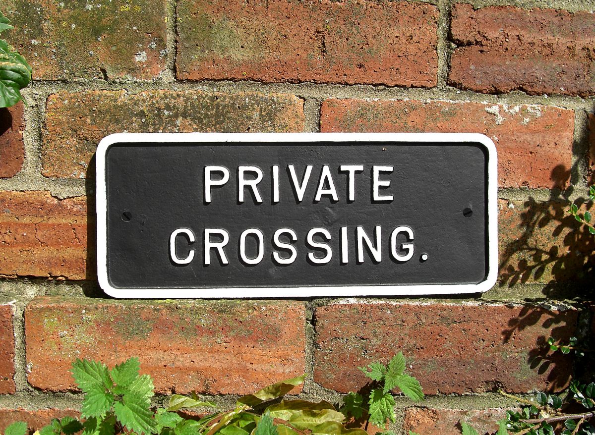 Cast Iron "Private Crossing" Sign