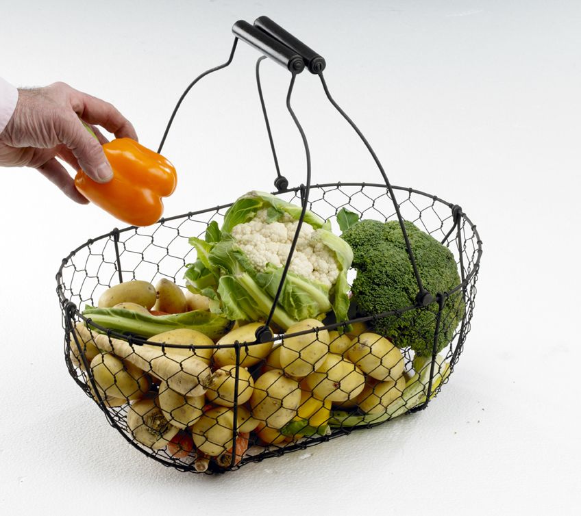 Kitchen garden Collection Wire baskets with wooden handles