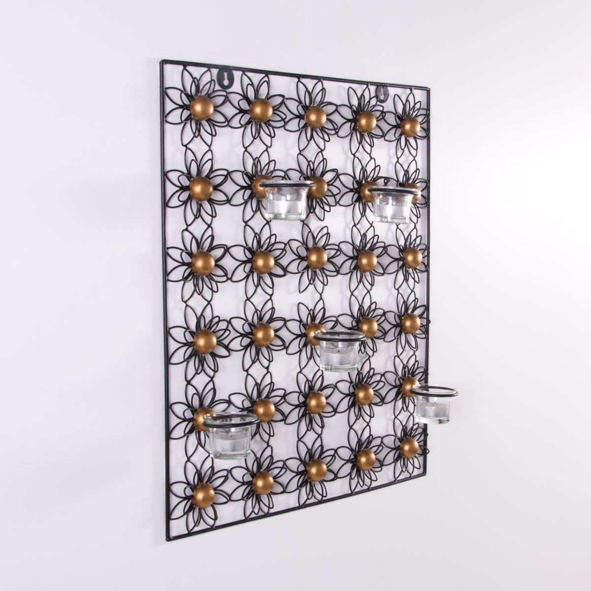 Flower wall art with candle holder