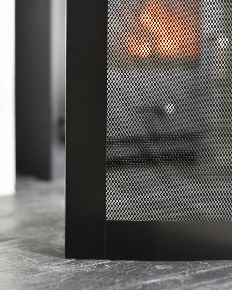 Close-Up of Lower Section of "Carrowdrock" Contemporary Curved Bespoke Fire Guard 