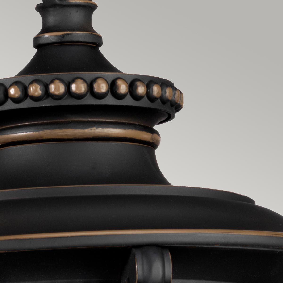 Close-up of the Antique Bronze Finish on the Top of the Lantern